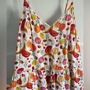 LOFT fruit print romper swim cover up size M pockets
